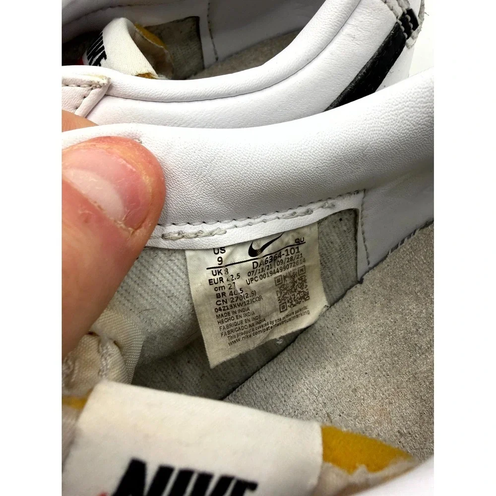 Nike Blazer Low '77 Vintage‎ DA6364-101 Mens 9 Sneaker White Leather Skate Shoes